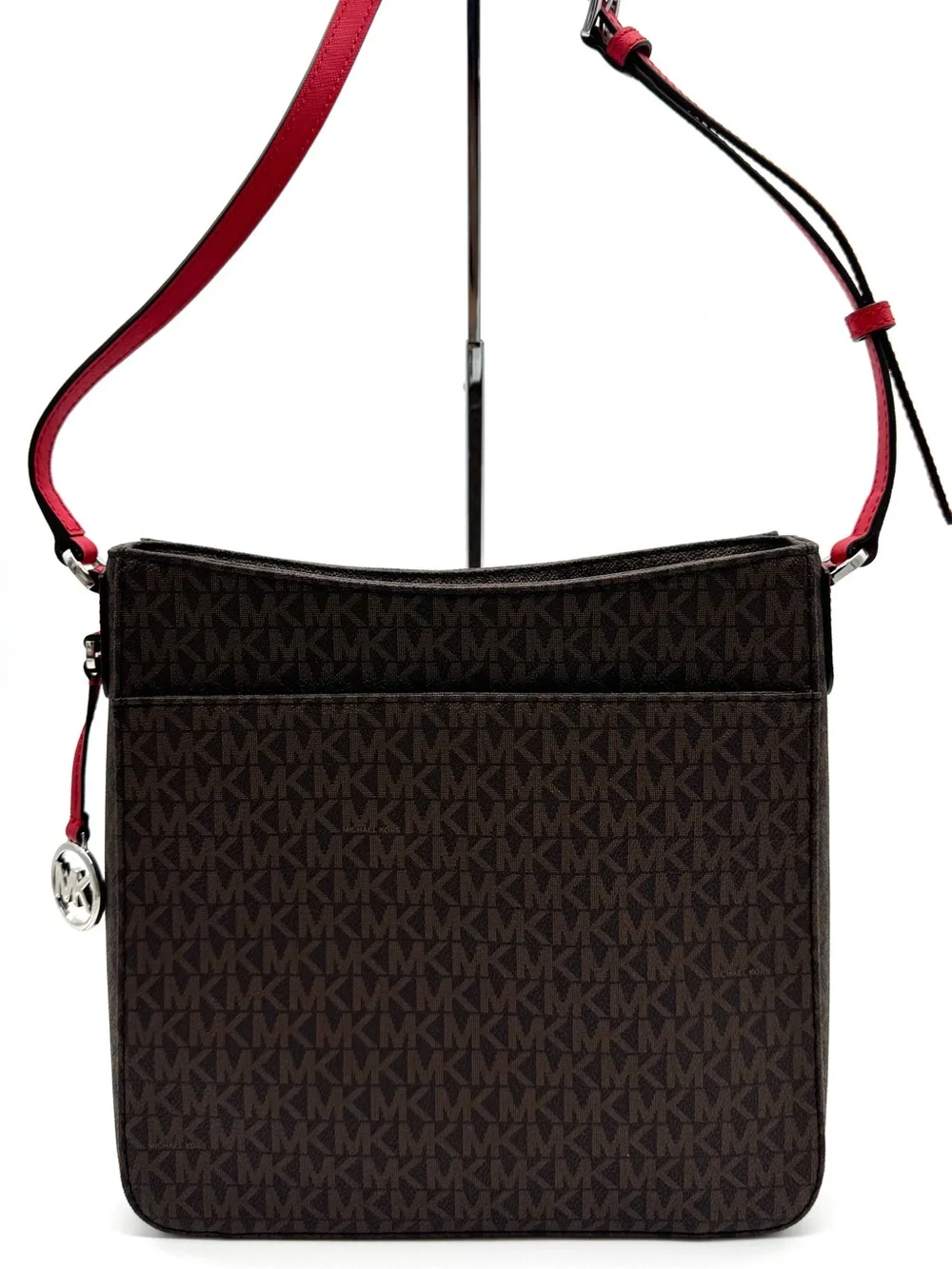 Michael Kors Large Messenger Crossbody Bag Brown/Bright Red